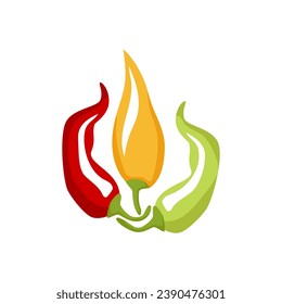 Chili pepper logo template. Spicy vegetables vector design. Food illustration on white background