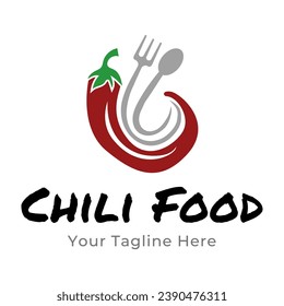 Chili pepper logo template. Spicy vegetables vector design. Food illustration on white background