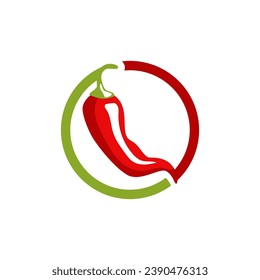 Chili pepper logo template. Spicy vegetables vector design. Food illustration on white background