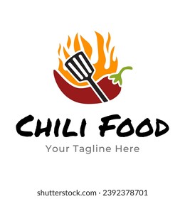 Plantilla de logotipo de pimienta chile. Diseño vectorial de verduras picantes. Ilustración alimentaria sobre fondo blanco
