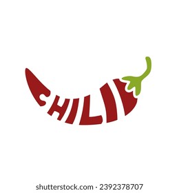 Chili pepper logo template. Spicy vegetables vector design. Food illustration on white background