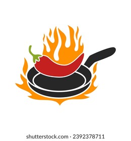 Chili pepper logo template. Spicy vegetables vector design. Food illustration on white background