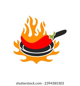 Plantilla de logotipo de pimienta chile. Diseño vectorial de verduras picantes. Ilustración alimentaria sobre fondo blanco