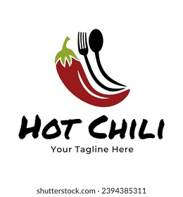 Chili pepper logo template. Spicy vegetables vector design. Food illustration on white background