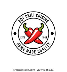 Chili pepper logo template. Spicy vegetables vector design. Food illustration on white background