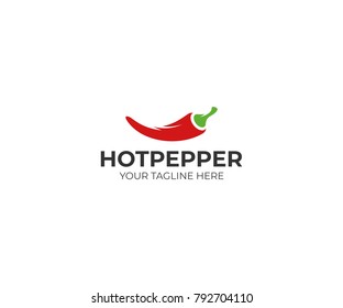 Chili pepper logo template. Spicy vegetables vector design. Food illustration