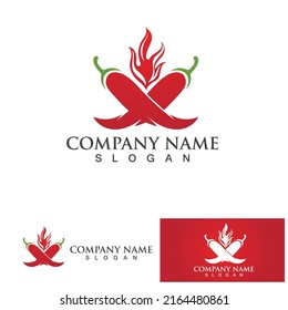 Chili pepper logo vector icon illustration design template