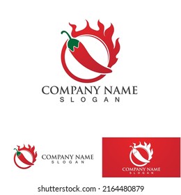 Chili pepper logo vector icon illustration design template