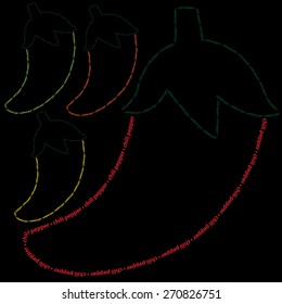 Chili pepper made from words in vector format.