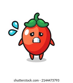 chili pepper mascot character with afraid gesture , cute design