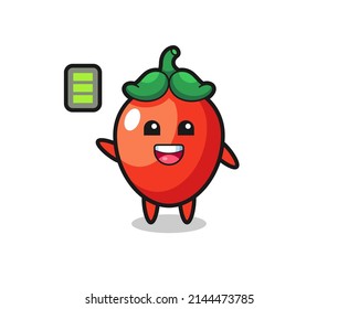 chili pepper mascot character with energetic gesture , cute design