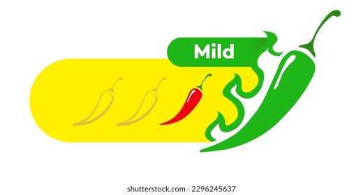 Chili pepper mild level label isolated