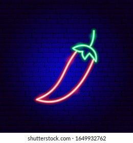 Chili Pepper Neon Sign. Vector Illustration of Vegetable Promotion.