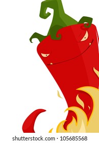 Chili pepper on fire