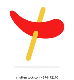 Chili pepper on a skewer vector flat material design isolated on white
