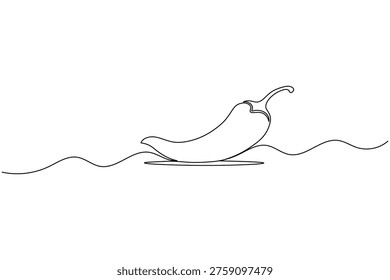 Chili Pepper One Line Art Continuous Line Drawing Minimalist Chili Outline Icon Vector Illustration