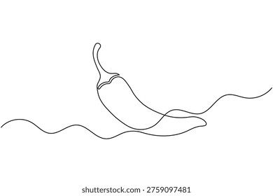 Chili Pepper One Line Art Continuous Line Drawing Minimalist Chili Outline Icon Vector Illustration