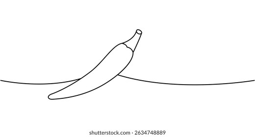 Chili pimienta una línea de dibujo continuo. Vegetales orgánicos frescos. Ilustración vectorial