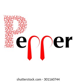 Chili pepper P letter with pepper pattern logo template