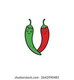 a chili pepper pair in mirror position bright