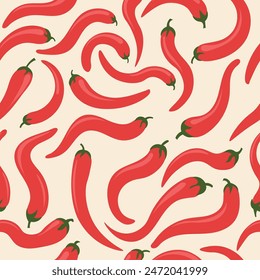 chili pepper pattern, chili pepper background in vector