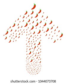 Chili Pepper pattern created in the figure of upwards move arrow. Up cursor arrow shape created from chili pepper symbols.
