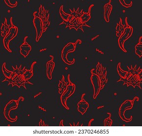 Chili pepper pattern, Spicy food background vector