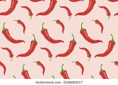 Chili pepper pattern. Vector illustration in flat style.