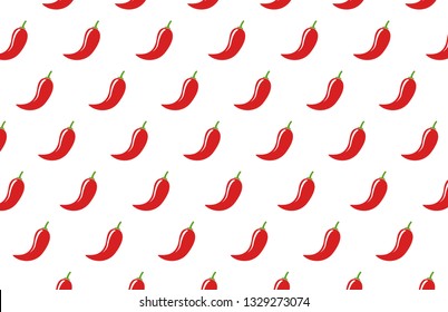 Chili pepper pattern vector.  Chili pepper red vector pattern on white background. 