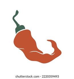 Chili pepper pod icon. Hot pepper colored silhouette.