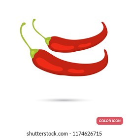 Chili pepper pods color flat icon