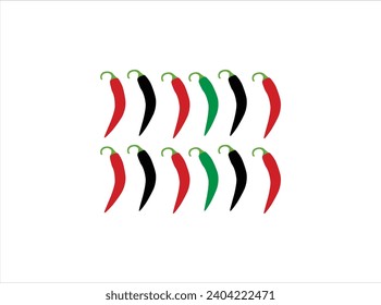 Chili pepper pods set realistic shadow,Green chilli sticker on white hot pepper levitates on a white background,
Red hot  pepper, whole and sliced, isolated on ,
One red chili pepper is the other 