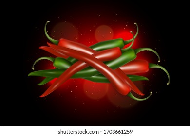 Chili pepper poster. Hot sause. Hot  peppersbackground. Seasoning and spice banner design.