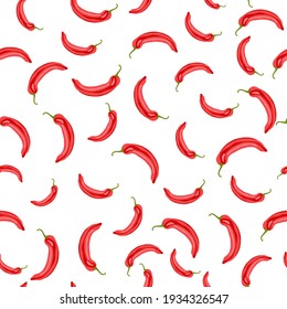 Chili pepper prints, chili seamless pattern isolated on the white background