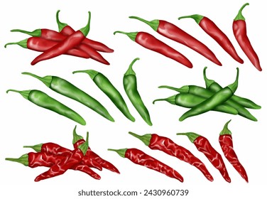 chili pepper red chili pepper green chili pepper dried chili pepper  illustration