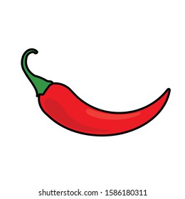 Chili pepper. Red hot pepper icon isolated on white background. Vector illustration