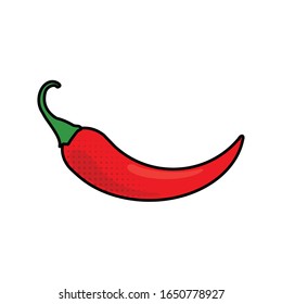 Chili pepper. Red hot pepper icon isolated on white background. Vector illustration