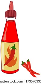 Chili pepper sauce in bottle. Vector image