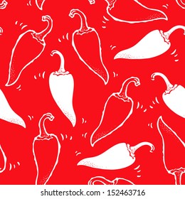 Chili pepper seamless background, food pattern