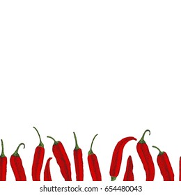 chili pepper. seamless pattern. freehand drawing