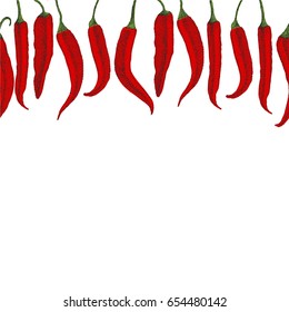 chili pepper. seamless pattern. freehand drawing