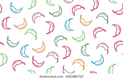 chili pepper seamless pattern. hand drawn chili pepper background. suitable for wrapping paper or packaging design.
