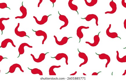 chili pepper seamless pattern. hand drawn chili pepper background. suitable for wrapping paper or packaging design.