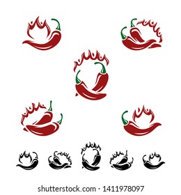 Chili and pepper set. Collection icon pepper. Vector