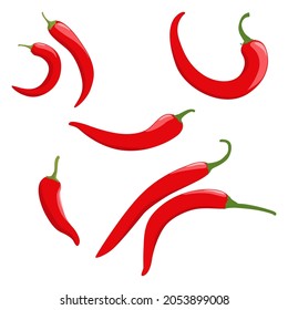 Chili pepper, Set of green and red chili icon isolated on the white background, Vector illustration.