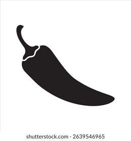 Chili Pepper Silhouette Vector Icon – Spicy Vegetable Illustration	
