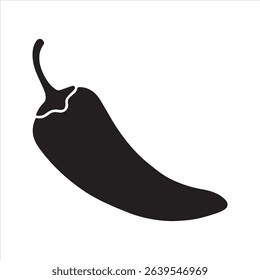 Chili Pepper Silhouette Vector Icon – Spicy Vegetable Illustration	