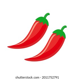 Chili pepper simple illustration on white background. Vector of fresh  vegetable simple concept, minimal design for icon, logo, symbol, healthy food, hot, red chili chayenne