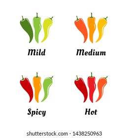 Chili pepper spicy levels icons. Vector design elements.