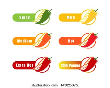 Chili Pepper Spicy Levels Labels Vector Stock Vector (Royalty Free ...